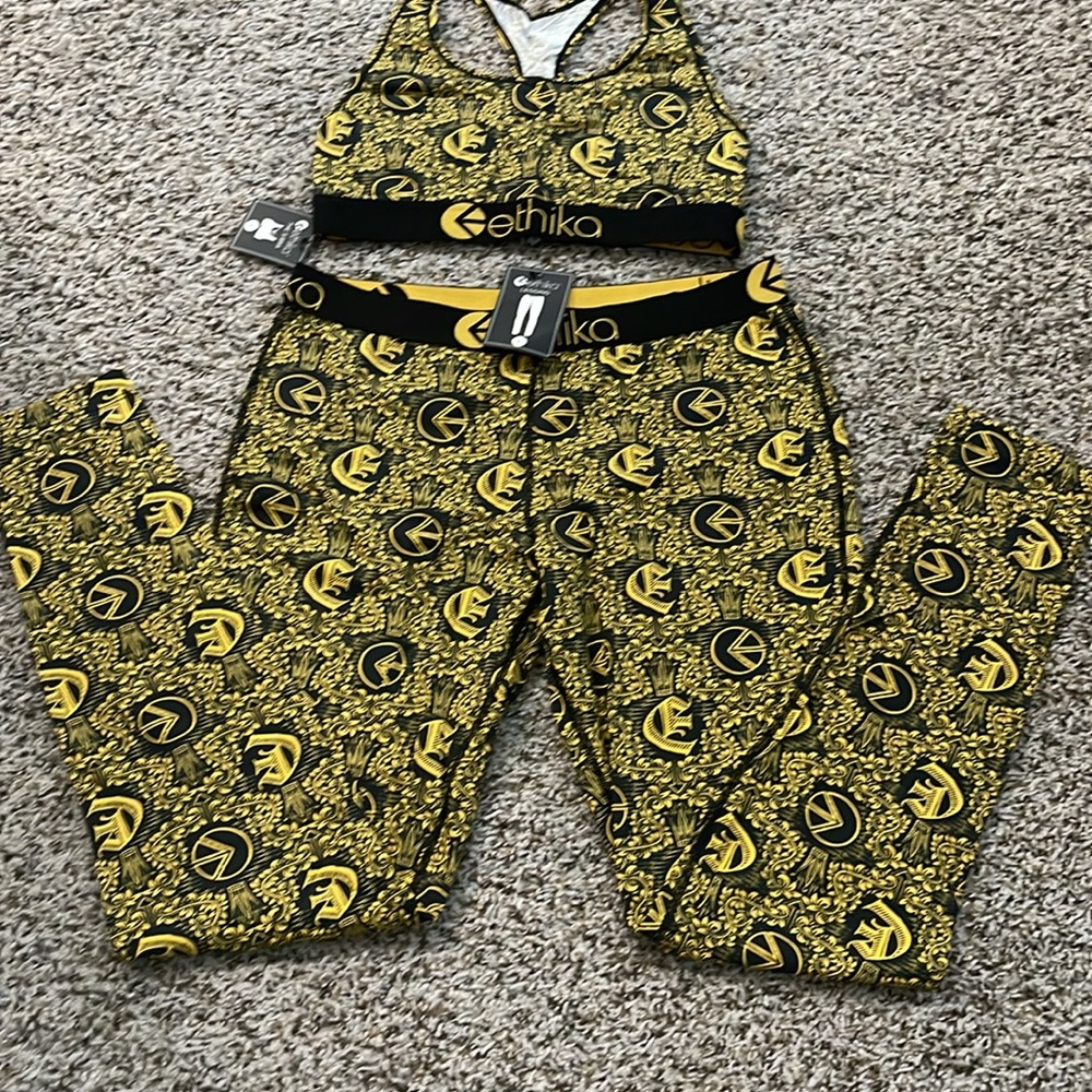 Ethika Yellow and Black Sports Bra and Leggings Set - Picture 3 of 5